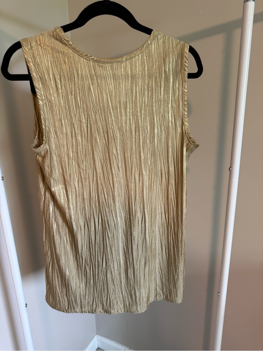 Susan Graver Metallic Pleated V-Neck Tank - Gold - Picture 4 of 7